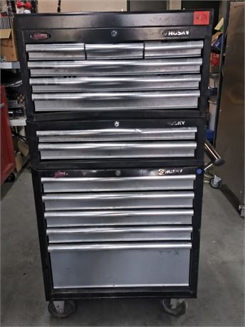 Lot - W-11 -Husky Black Toolbox Tripple